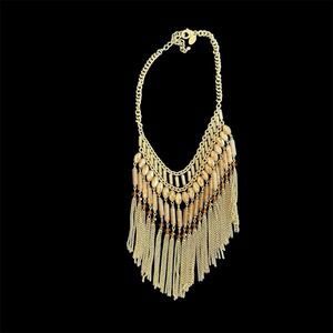 Gold Tone With AB Crystals‎ Bib Choker Statement Necklace